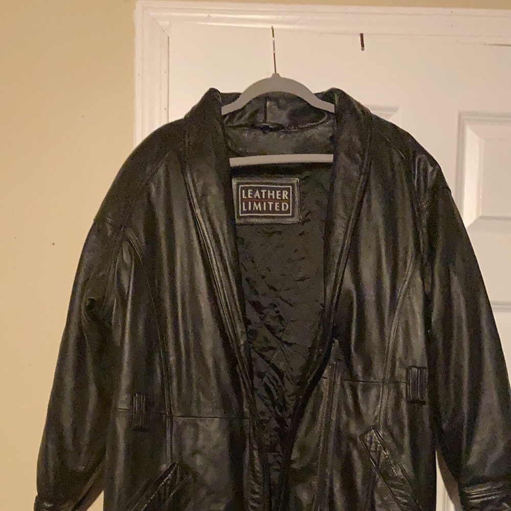 Black long leather coat